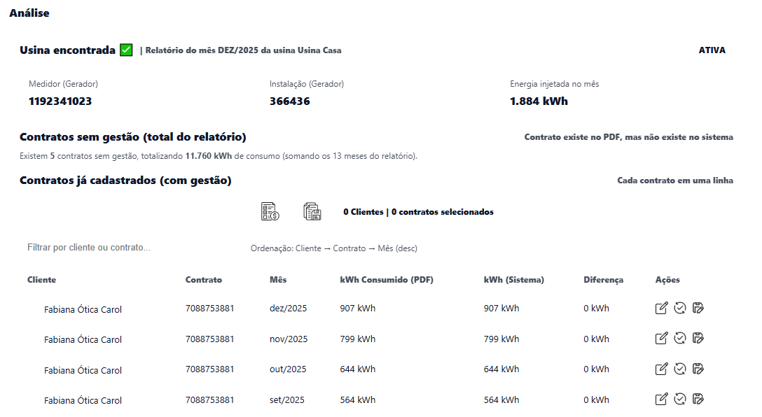 Tela de importação do Wonz Solar